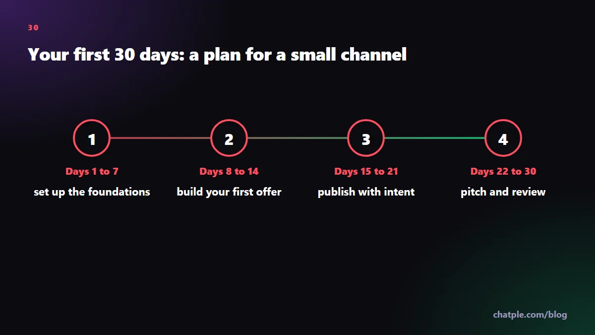 Your first 30 days: a plan for a small channel